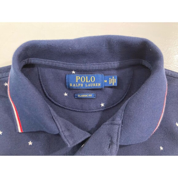 Polo Ralph Lauren Shirt Men’s M Blue Star Print Classic Fit Polo Preppy Golf - Picture 6 of 10